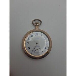 Gold Filled Blue Numerals Waltham Pocket Watch - Tested And Working